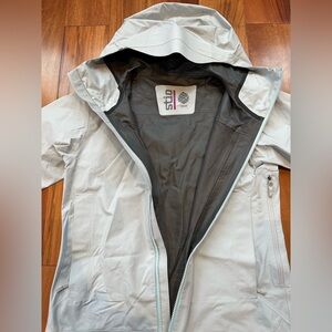 Stio Ski Shell Gray Jacket with Light Blue Trim